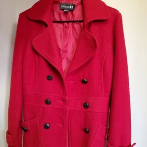 Forever 21 Red Pea Coat Carmen San Diego